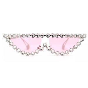 Vintage Cat Eye Sunglasses Trendy 2024 Fashion Rhinestone Pink Shades Bling NEW